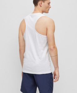 Hugo Boss Swimwear-Cotton tank top with outline logo-boss store 2