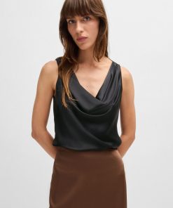 Hugo Boss Blouses-Satin relaxed-fit blouse with cowl neckline-hugo by hugo boss