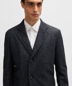 Hugo Boss Jackets and Coats-Herringbone slim-fit coat with detachable zip-up inner-hugo boss store 2