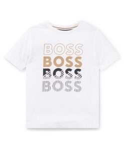 Hugo Boss-Kids’ T-shirt in cotton jersey with repeat logos-boss hugo