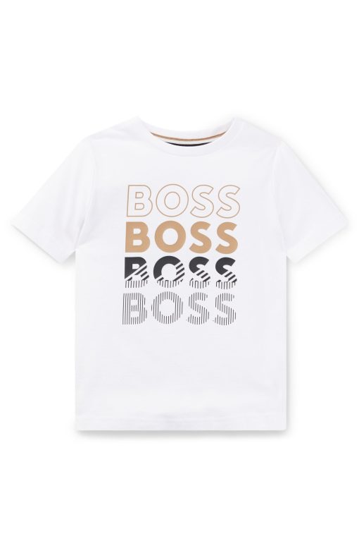 Hugo Boss-Kids' T-shirt in cotton jersey with repeat logos-boss hugo