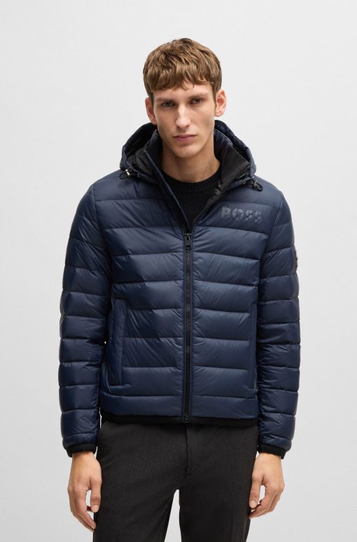 Hugo Boss Jackets and Coats-Water-repellent down jacket with tonal logo-boss near me