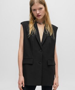 Hugo Boss Tailored Jackets-Regular-fit long-length waistcoat with logo lining-boss near me