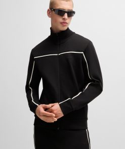 Hugo Boss Tracksuits-Zip-up sweatshirt with tape inserts-hugoboss