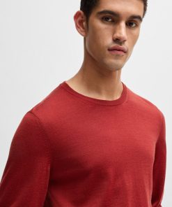 Hugo Boss Sweaters and Cardigans-Slim-fit sweater in merino wool with crew neckline-hugo boss store near me 2