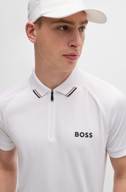 Hugo Boss Polo Shirts-BOSS x Matteo Berrettini polo shirt with popcorn stripe-boss store near me - Image 2