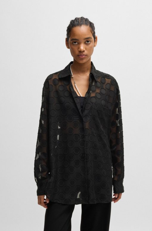 Hugo Boss Blouses-Oversize-fit blouse with polka-dot pattern-hugoboss