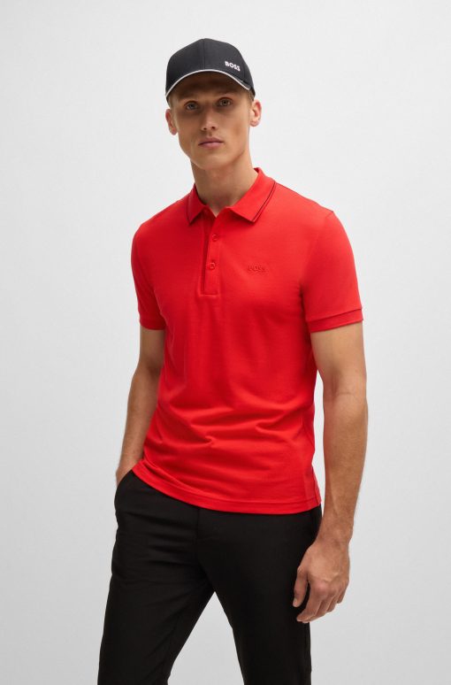 Hugo Boss Polo Shirts-Cotton-piqué slim-fit polo shirt with tonal logo-hugo boss outlet