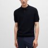 Hugo Boss Sweaters and Cardigans-Zip-neck knit polo in a linen blend-hugo by hugo boss 3