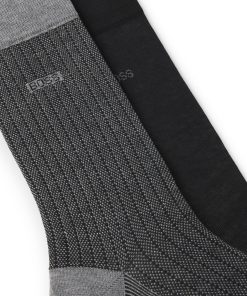 Hugo Boss Socks-Two-pack of socks in mercerized cotton-hugo boss outlet 2