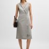 Hugo Boss Dresses-Structured-stripe dress in stretch-cotton jersey-boss hugo 4