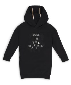 Hugo Boss-Kids’ hoodie dress in stretch cotton with signature print-hugo boss outlet