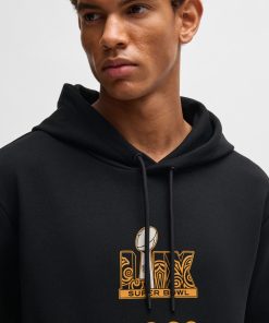 Hugo Boss Tracksuits-BOSS x NFL stretch hoodie with gold-tone artwork-boss store 2