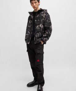 Hugo Boss Jackets and Coats-Hooded jacket with gothic-rose floral jacquard-hugo by hugo boss 2