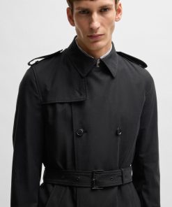 Hugo Boss Jackets and Coats-Slim-fit trench coat with double-breasted closure-boss hugo 2