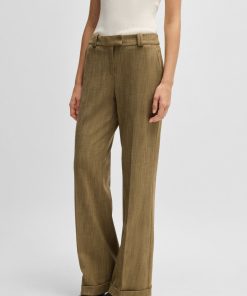 Hugo Boss Pants-Regular-fit trousers in herringbone stretch fabric-boss outlet