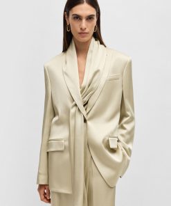 Hugo Boss Tailored Jackets-Regular-fit jacket in shiny fabric with shawl detail-hugoboss