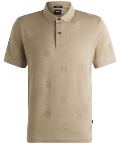 Hugo Boss Polo Shirts-Mercerized-cotton polo shirt with Double B monograms-boss hugo 2