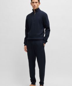 Hugo Boss Sweatshirts and Jogging Pants-Zip-neck sweater in a waffle-structured cotton-boss near me 2