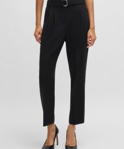 Hugo Boss Pants-Regular-fit cropped trousers in crease-resistant crepe-boss hugo