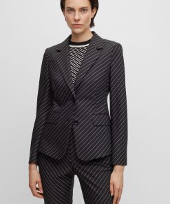 Hugo Boss Tailored Jackets-Single-breasted jacket in striped stretch wool-boss store