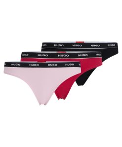 Hugo Boss Underwear, Pajamas, and Socks-Three-pack of stretch-cotton thong briefs with logos-boss store