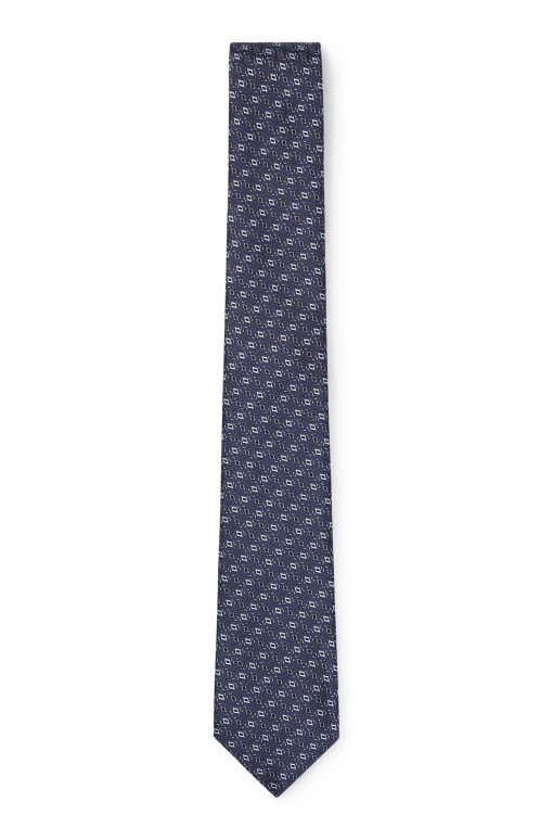 Hugo Boss Ties and Pocket Squares-Silk tie with jacquard pattern-boss store near me