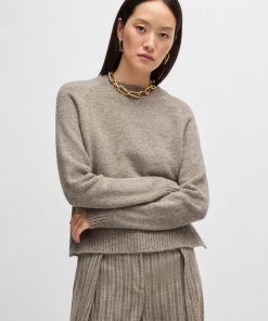 Hugo Boss Sweaters and Cardigans-Crew-neck sweater in stretch fabric-hugo boss store near me