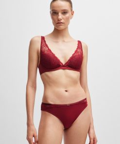 Hugo Boss Underwear, Pajamas, and Socks-Stretch-lace underwired bra with logo trim-boss outlet 2