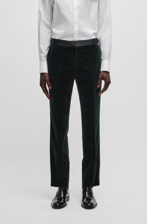 Hugo Boss-Slim-fit tuxedo trousers in cotton velvet-boss outlet