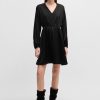 Hugo Boss Dresses-Belted shirt dress in crepe Georgette with stand collar-hugo boss store 3