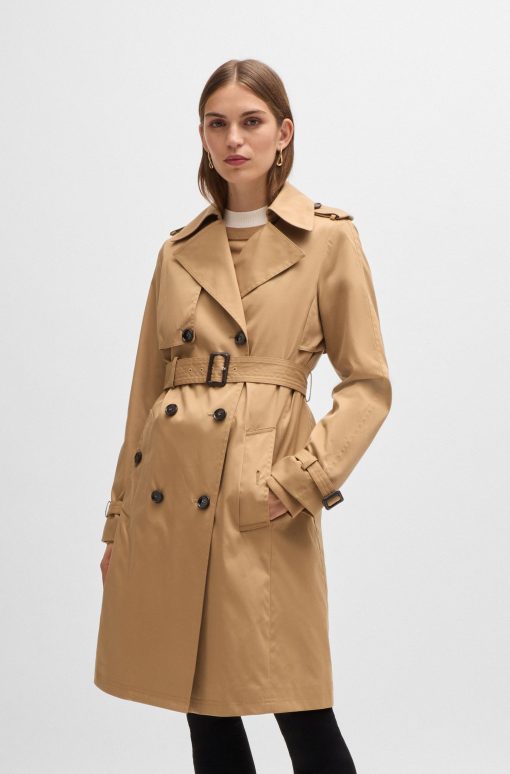 Hugo Boss Jackets and Coats-Regular-fit trench coat with buckled belt-boss hugo