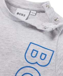 Hugo Boss-Kids’ long-sleeved T-shirt in cotton with vertical logo-boss store near me 2