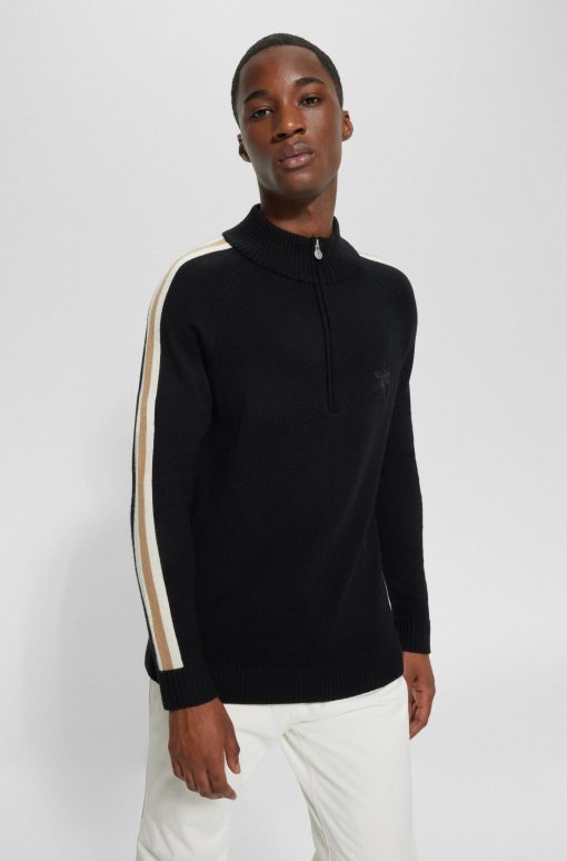 Hugo Boss Sweaters and Cardigans-BOSS x Perfect Moment zip-neck sweater in virgin wool-hugo boss near me