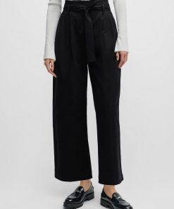 Hugo Boss Pants-Tapered-fit wide-leg trousers with fabric belt-boss near me