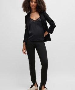 Hugo Boss Pants-Formal trousers in stretch fabric with slit hems-hugo boss store near me 2