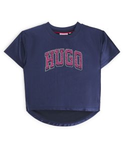 Hugo Boss-Kids’ T-shirt in lustrous fabric with varsity-style logo-boss store near me