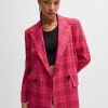 Hugo Boss Tailored Jackets-Double-breasted jacket in checked stretch fabric-boss near me 3