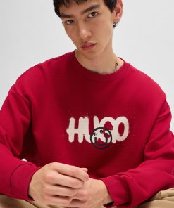 Hugo Boss Tracksuits-Cotton-terry sweatshirt with Happy HUGO logo-boss outlet 2