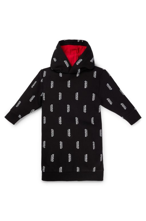 Hugo Boss-Kids' fleece hoodie dress with vertical logo prints-boss outlet