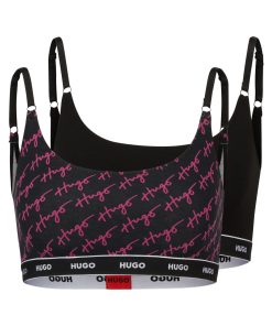 Hugo Boss Underwear, Pajamas, and Socks-Two-pack of stretch-cotton bralettes with logo underbands-hugoboss