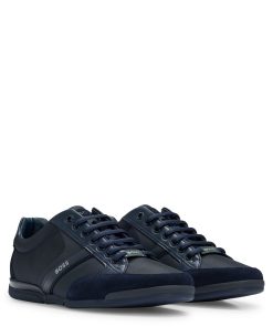 Hugo Boss Sneakers-Mixed-material trainers with suede and faux leather-hugo boss store near me