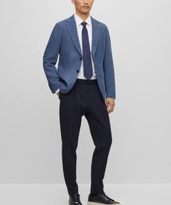 Hugo Boss Sport Coats-Slim-fit jacket in stretch-wool seersucker-hugo boss store near me 2