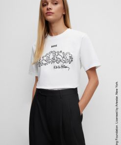 Hugo Boss T-Shirts-BOSS x Keith Haring gender-neutral T-shirt with special logo artwork-hugo by hugo boss 2