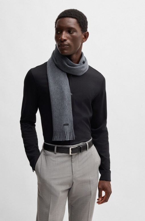 Hugo Boss Scarves-Raschel-knit scarf in merino wool-hugoboss - Image 2