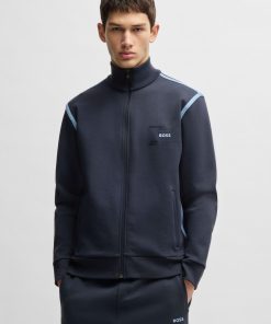 Hugo Boss Tracksuits-Zip-up sweatshirt with logo artwork-boss store near me