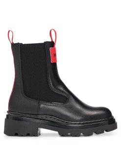 Hugo Boss-Kids’ Chelsea boots in leather with red logo badge-boss near me