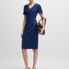 Hugo Boss Dresses-Sleeveless dress in stretch fabric with swing skirt-boss hugo 3