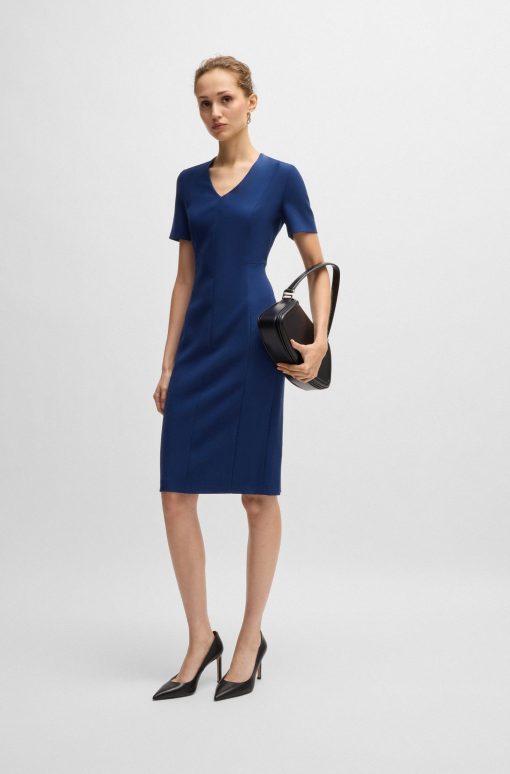 Hugo Boss Dresses-V-neck dress in stretch fabric-hugo