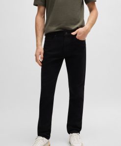 Hugo Boss Pants-Delaware Slim-fit jeans in stay-black comfort-stretch denim-hugo boss store near me